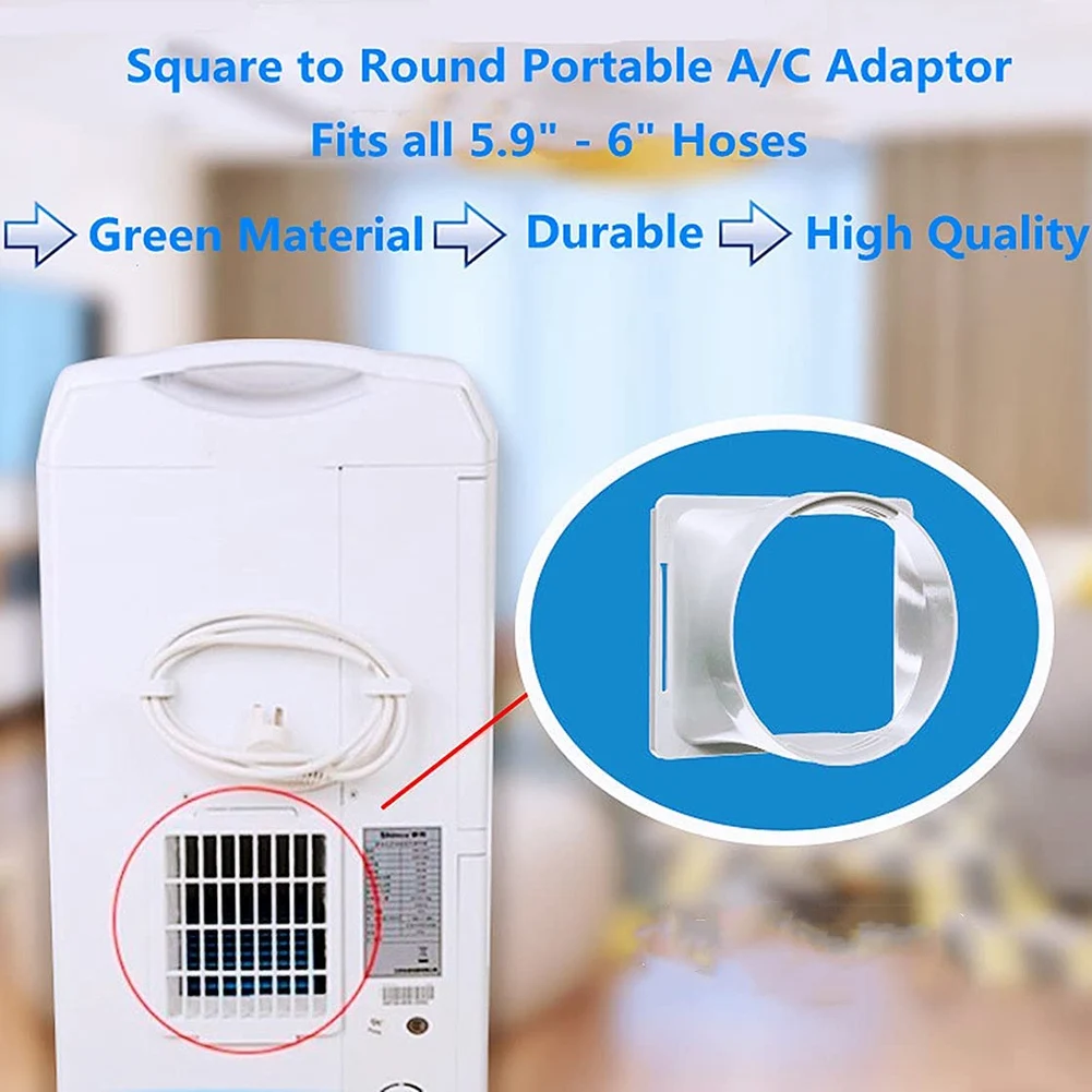 Portable Air Conditioner Exhaust Hose Coupler Window Adapter A/C Unit Tube Connector Parts & Accessories Square to Round