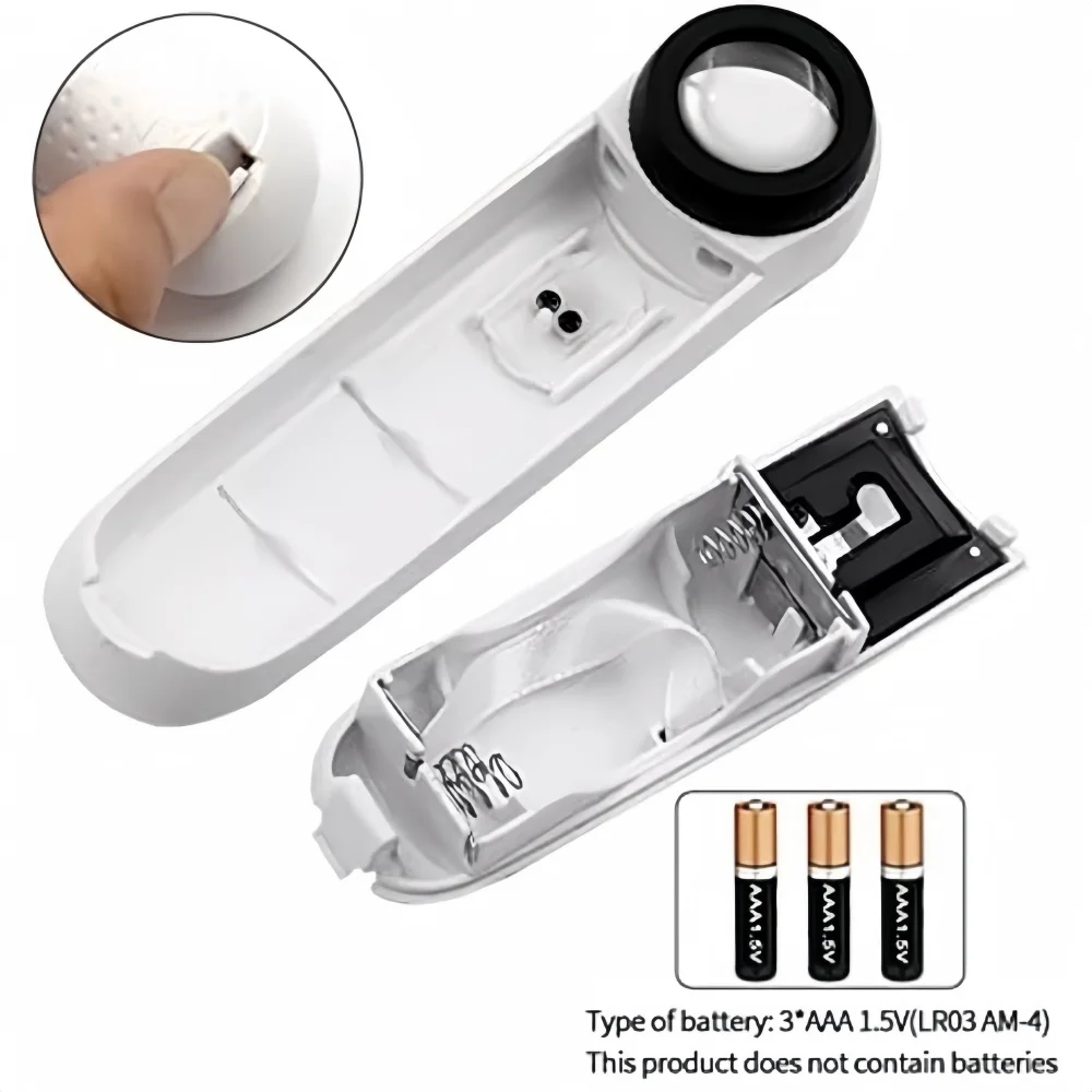 แว่นขยายมือถือ 40X พร้อมไฟ LED สองดวงตรวจสอบชิ้นส่วนอิเล็กทรอนิกส์เครื่องมือนาฬิกา HD แว่นขยาย