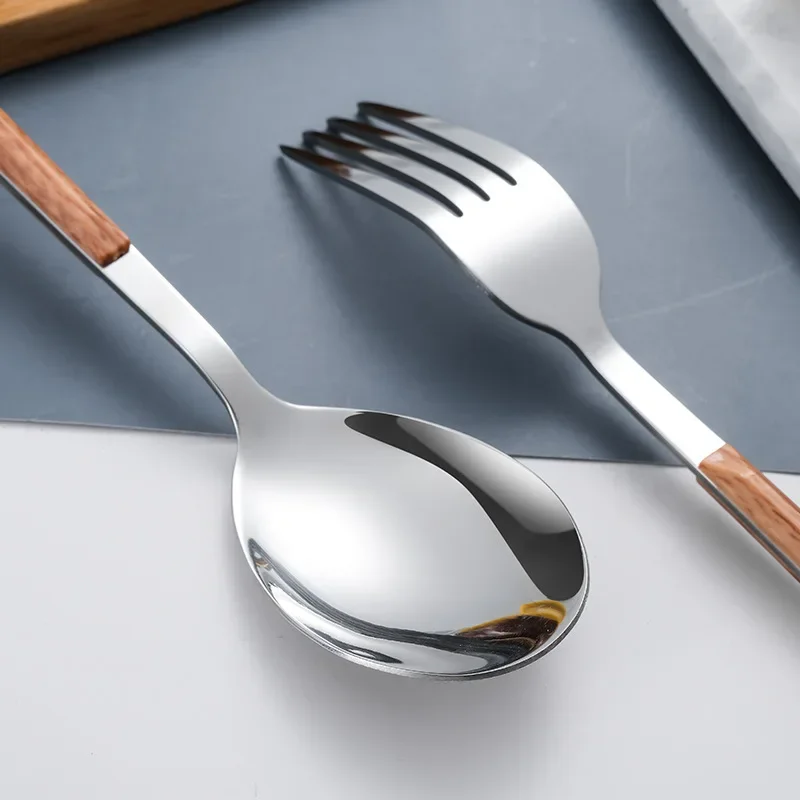 Stainless steel dinnerware sets steak knife/fork/spoon with wooden handle tableware cutlury set kichen accessories