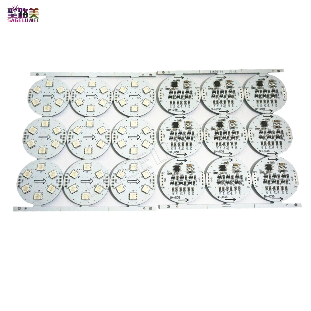 9pcs/lot DC12V WS2811IC PCB 38mm Diameter D38 6leds 5050 SMD Led Board Pixels Point Node Light Module Addressable led chip Board