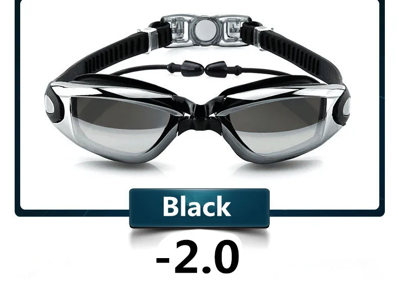 Anti-Beschlag-Profi-Schwimmbrille, Schwimmbrille, Myopie mit Ohrstöpseln, Nasenklammer, galvanisieren, wasserdichtes Silikon zum Schwimmen