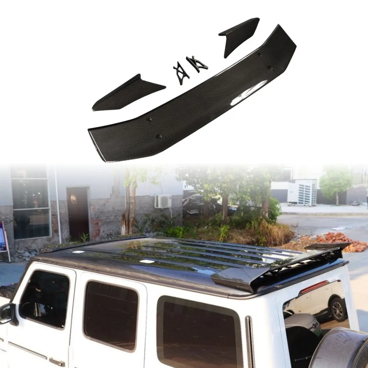 Suitable for Mercedes-Benz G-Class G500 G63 W463 W464 upgraded Rocket Rabbit version dry carbon fiber top wing
