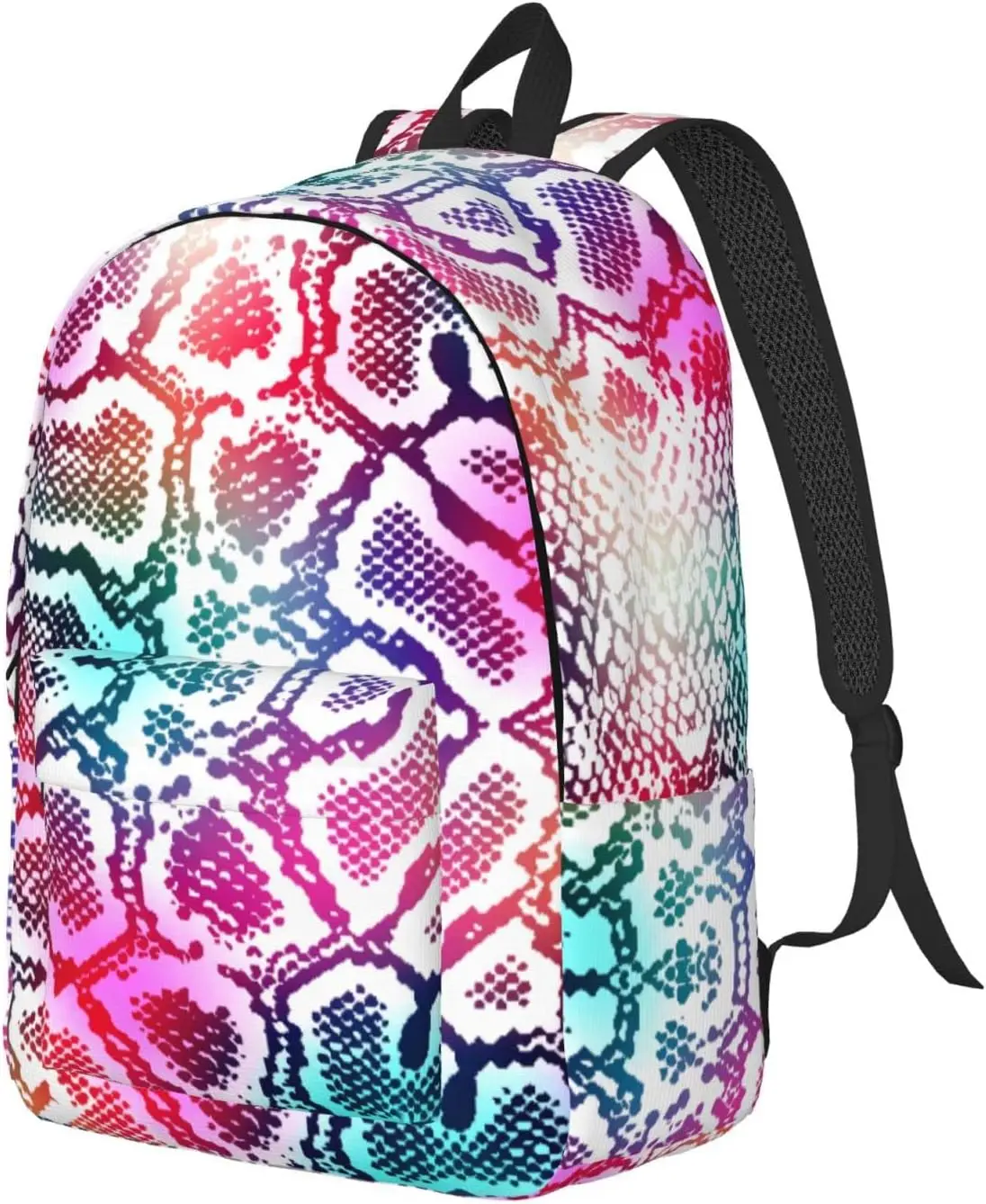 Mochila leve casual para homens e mulheres, colorida, trippy, pele de cobra, laptop, bolsa de viagem, mochila de lona