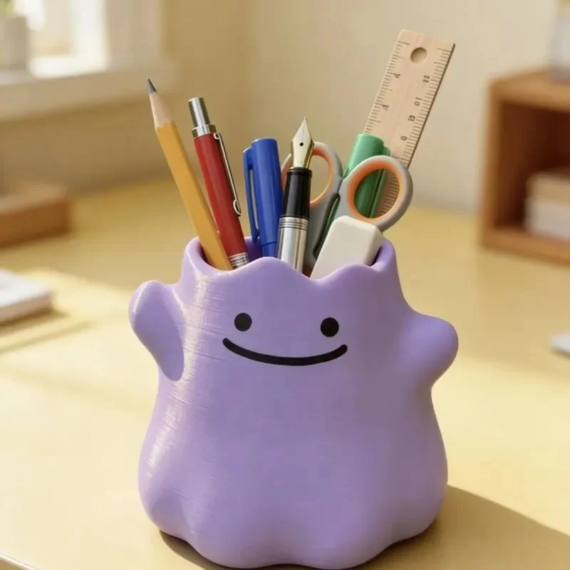 Pokemon Ditto Pen Holder Purple Cute Creative Desktop Stationery Storage Organizer For Office Home Desk Decor Container view 2