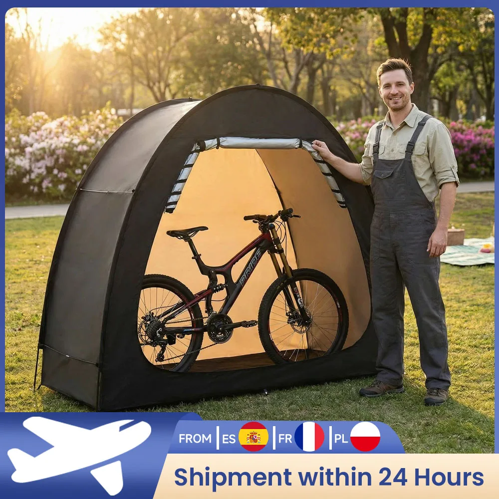 Carpa de Almacenamiento Impermeable de Tela Oxford para 2 Bicicletas, Almacenamiento Exterior con Diseño de Ventana, Carpa para Bicicletas, Funda para Bicicleta de Tela Oxford 210D