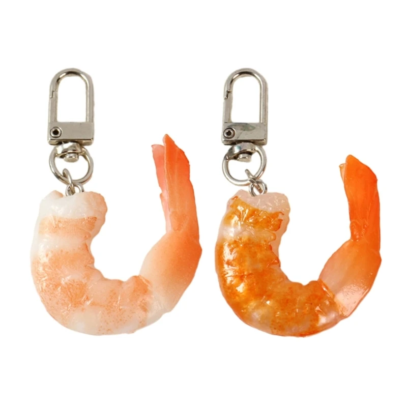 1pc Creative Shrimp Meat Keychain Funny Food Pendant for Women's Bag Handy Imitation Shrimp Meat Keyrings Pendant for Women