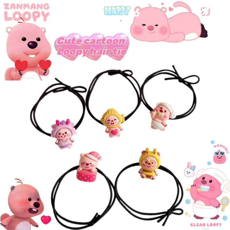 Cute cartoon Loopy hair tie,small beaver hair band,girly heart,couple and best friend small hair elastic,forest style hair band