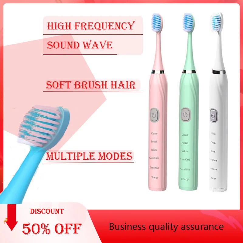 Sonic Electric Toothbrush USB Charger Timer Brush Rechargeable Total Clean Tooth Brushes Replacement Heads Set For Adults