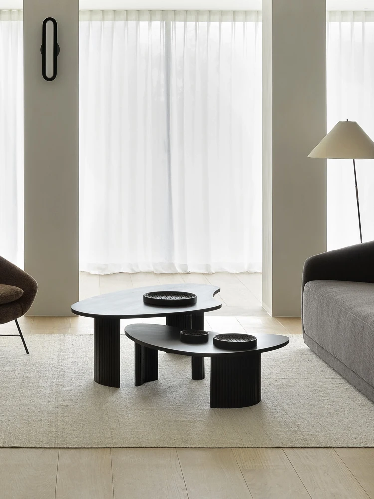 

Coffee Table Black Designer Special-Shaped Clouds Silent Wind Log Style