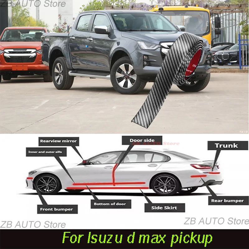 

For Isuzu D Max Pickup Strong adhesive bumper strip, front and rear lip side skirts, collision and scratch resistant, suitable