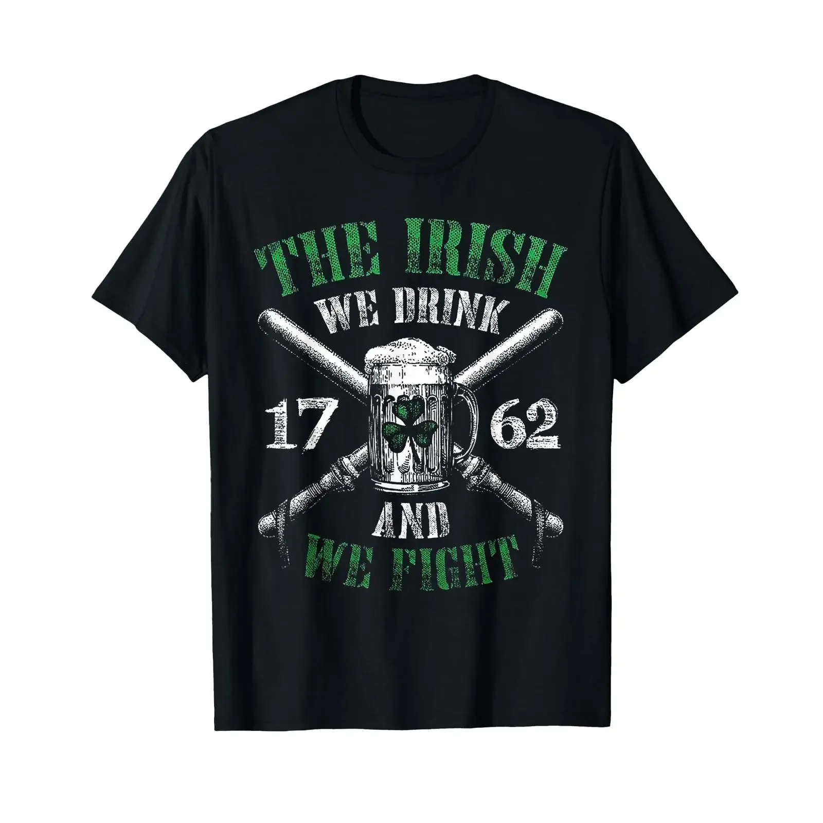 The Irish We Drink And Fight 1762 Beer Shamrock T Shirt vintage Washed Unisex streetwear Stylish homme Breathable