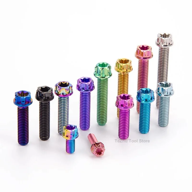 1pc Titanio Ti Bulloni Torx Testa Flangia Vite M6 M8 M10 x 10/15/20/25/30/35/40/45/50/55/60/65/70/75/80/90mm Per Bici Moto