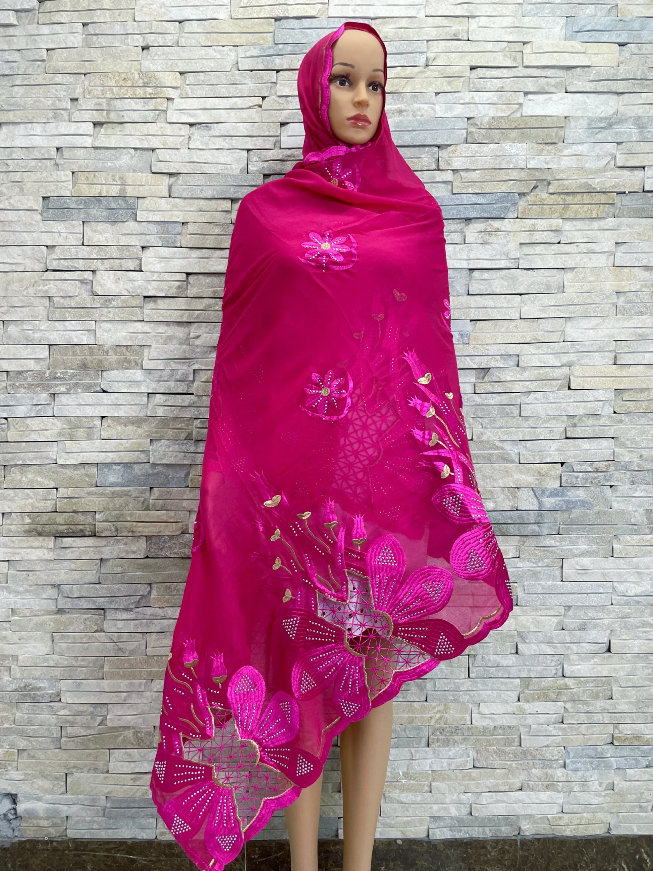 Chal de diseño bordado multicolor para mujer, Hijab musulmán a la moda, bufanda religiosa para envolver la cabeza, tamaño grande de 2023x210 cm, 110