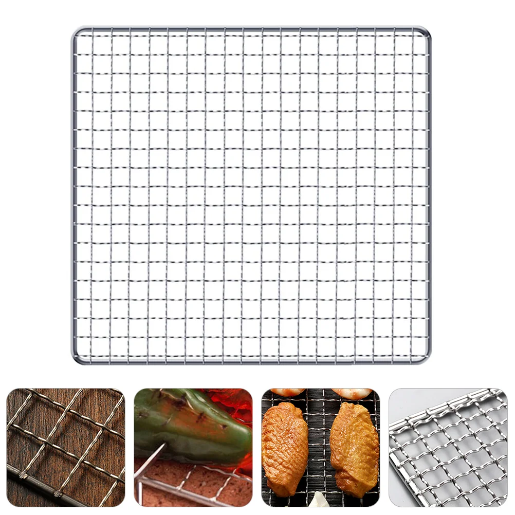 Grill Mesh Mat Stainless Steel BBQ Air Fryers Pad Metallic Line Charcoal Barbecue Wire Child