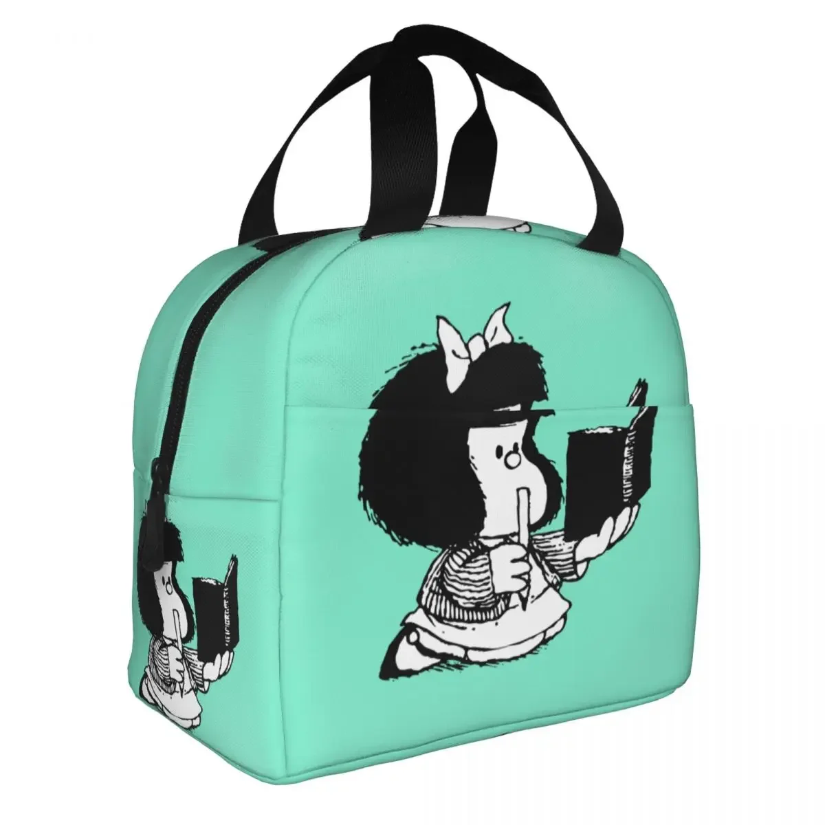 Mafalda Reading Her Book Insulated Lunch Bags Leakproof Kawaii Cartoon Reusable Cooler Bag Tote Lunch Box Beach Travel Men Women