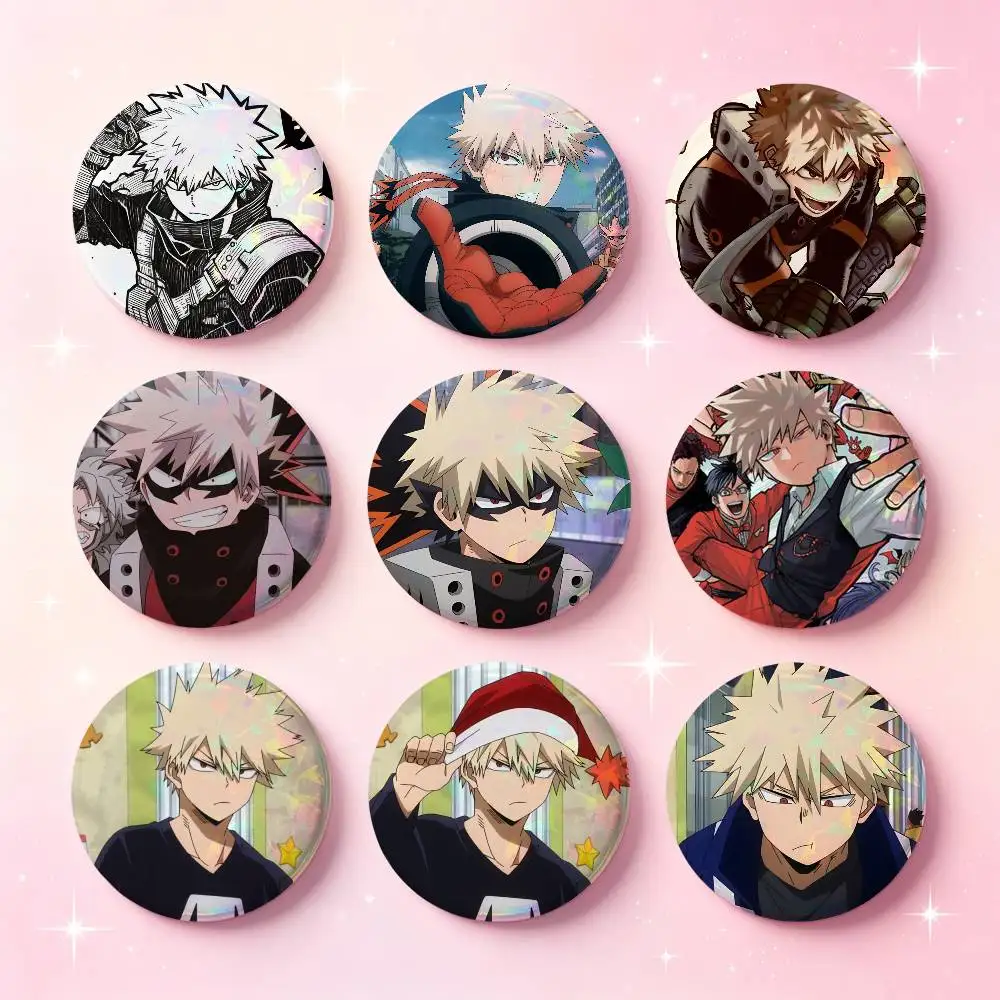 Bakugou Katsuki Anime Character Badges Button Round Creative Pin Brooch Badge Bag Decor Accessories Fans Collect Friends Gifts