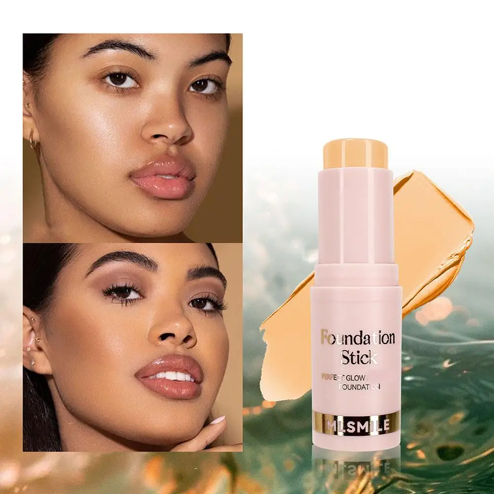 Poeder Foundation Stick Waterdicht, Anti-Zweet, Verhelderende Gladmakende Concealer Stick Met Lichte Matte Vloeibare Foundation Stick