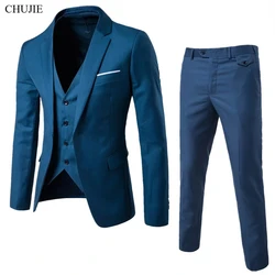Wedding Suits For Men Blazers 3 Pieces Wedding Business 2 Sets Vest Pants Coats Formal Full Classic Jackets
