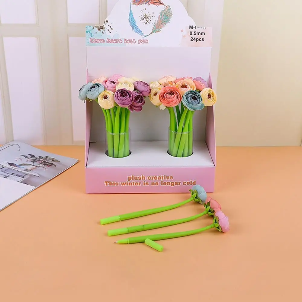 Simulation Rose Flower Artificial Rose Pens Neutral Gel Pen Writing Signature Pen 0.5mm Signing Dancing Flower Pen Writing Tools