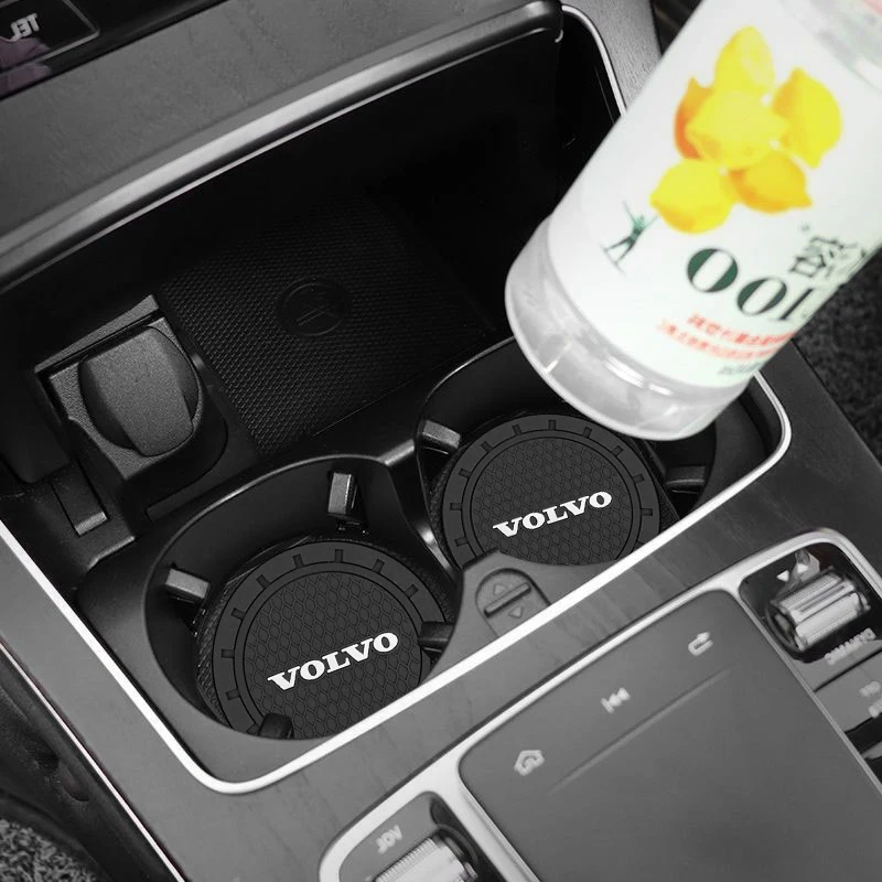 1/2PCS Car Coaster Water Cup Bottle Holder Mat Anti-Slip Pad For Volvo XC90 S60 V40 XC60 S80 S40 V70 V50 S90 T6 V60 V90 XC40 C30