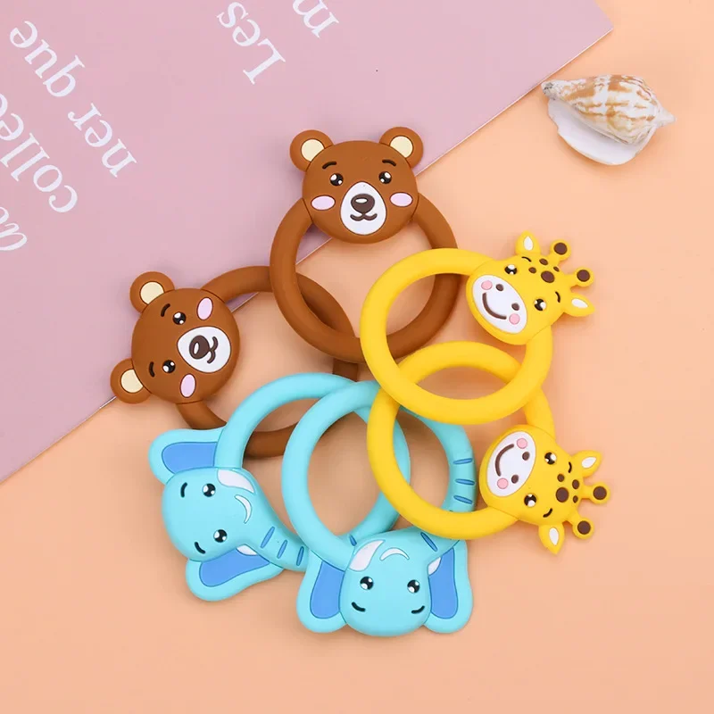 

1PC Silicone Teether Baby Kawaii Bear Shape Teether Toy Ring Baby Shower Gift Food Grade Children's Teething Toys Baby Stuff