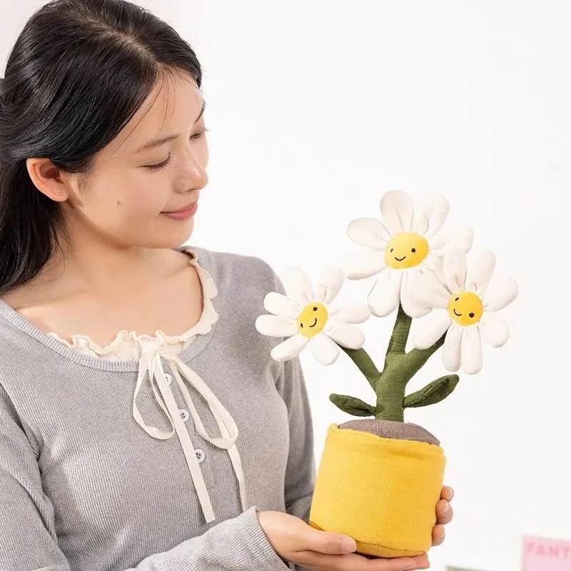 New Fun Girasole Margherita Peluche Bambola Gelatina Fiore artificiale in vaso Giocattolo Bonsai Soggiorno Decorazione del desktop Giocattoli Regali di Natale