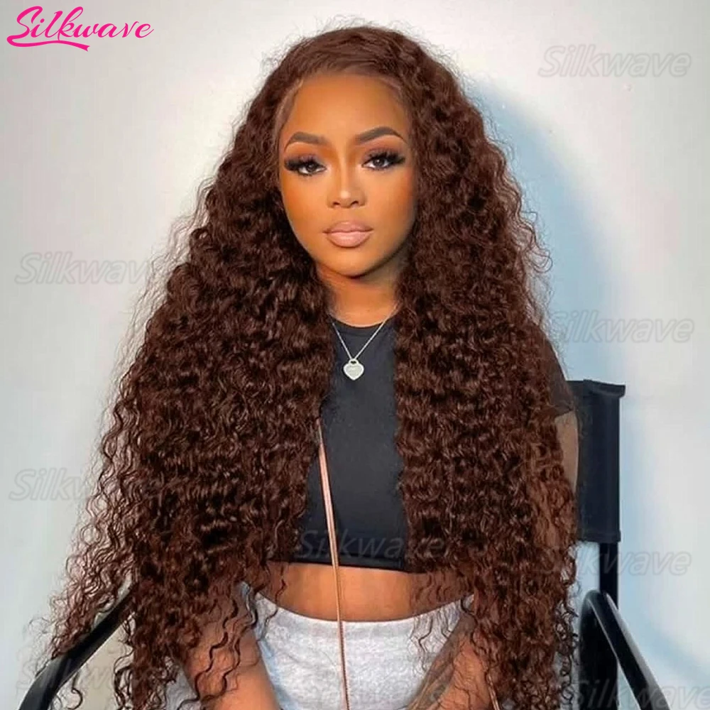 곱슬 초콜릿 갈색 인모 가발 13x4 13x6 HD 레이스 딥 웨이브 프론탈 가발 30인치 워터 웨이브 레이스 프론트 가발 갈색 가발