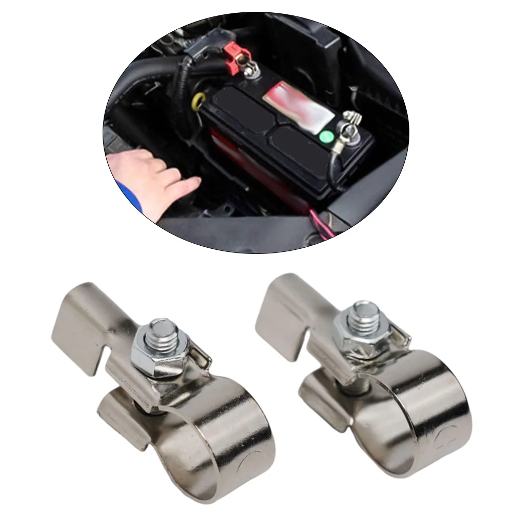 12V, 24V  2Pcs Car Battery Terminal Clamps Cable Pure Copper Negative Positive For Trucks  Buses