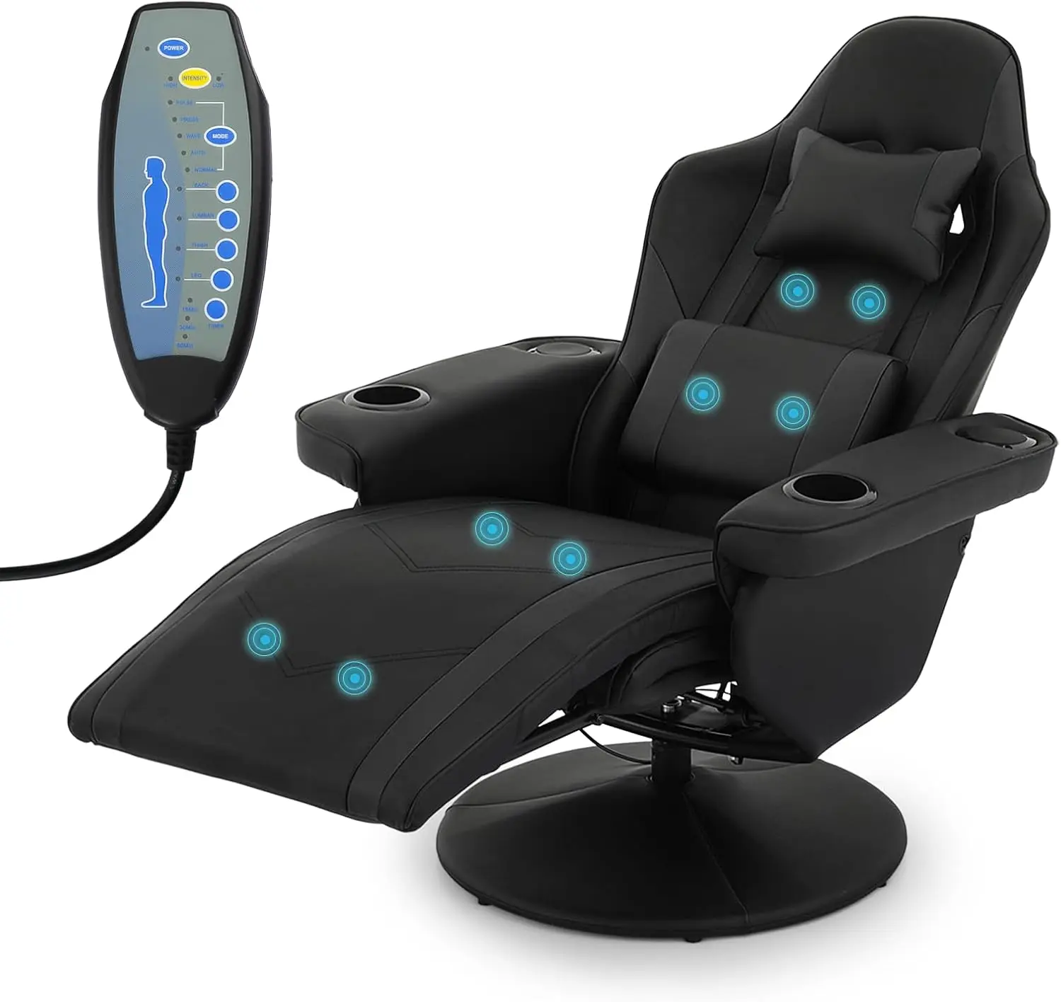 블루투스 스피커가 있는 아테나 컬렉션 마사지 게임 의자, 인체 공학적 컴퓨터 의자, 회전 사무실 의자, 조절 가능한 PU