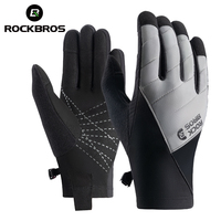 ROCKBROS Winter Bicycle Gloves Thermal Fleece Warmer Motorcycle Electronic Bike Gloves Windproof Full Finger Cycling Gloves