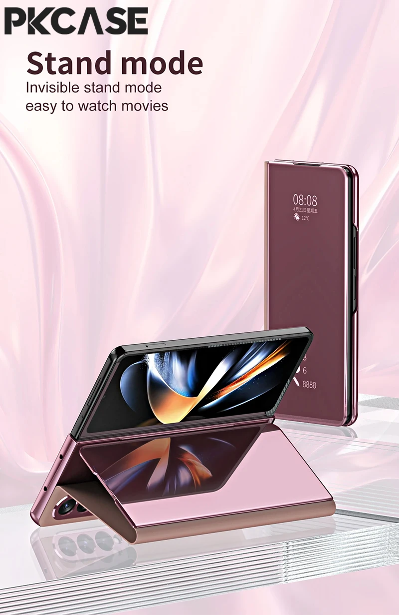 PKCASE Smart Mirror Flip Handyhülle für Samsung Galaxy Z Fold 8 Ultra Z Fold 7 Z Fold 6 Z Fold 5 Z Fold 4 Z Fold 3 Lederhülle – Detail 5