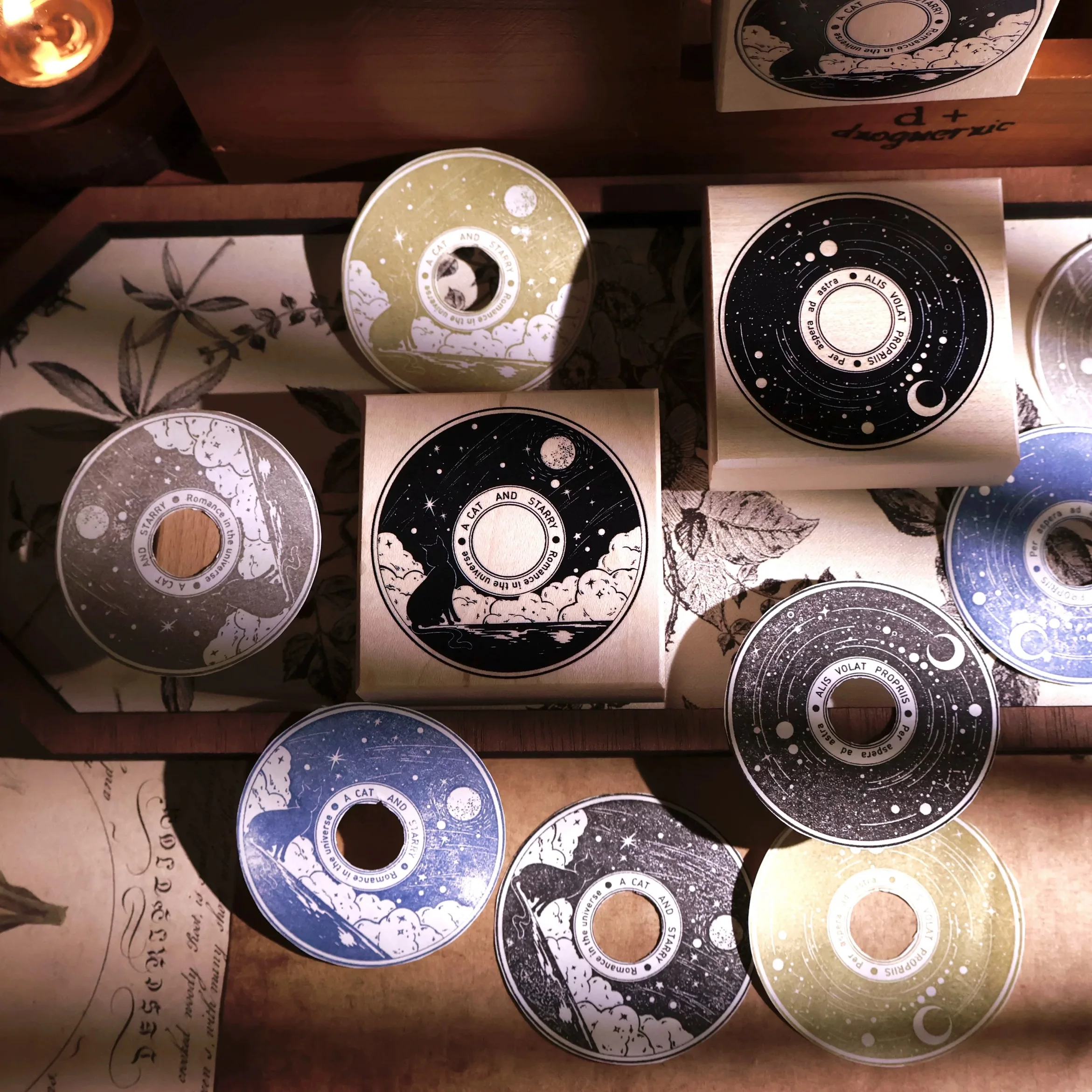 

YiEr Studio винтажные звезды луна рекорд деревянный резиновый штамп для DIY Скрапбукинг фотоальбом изготовление карточек