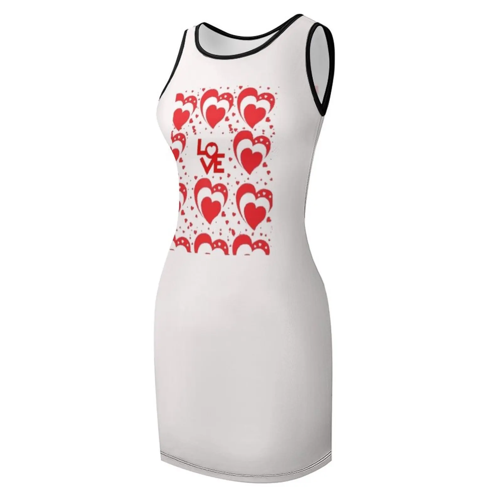 เสื้อยืดวาเลนไทน์และกัลเลนไทน์ เดรสแขนกุด ชุดเดรสฤดูร้อน เสื้อผ้าประจำวัน ผู้หญิง ฤดูร้อน 2025 ชุดชายหาด