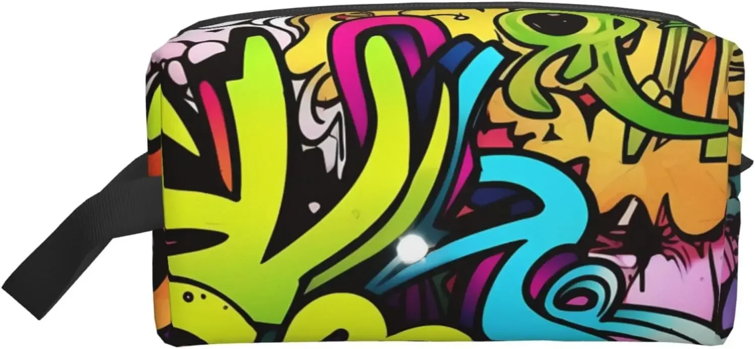 

Дорожная косметичка для женщин и мужчин, кожаная косметичка, большой портативный органайзер для путешествий, косметичка для рисования граффити