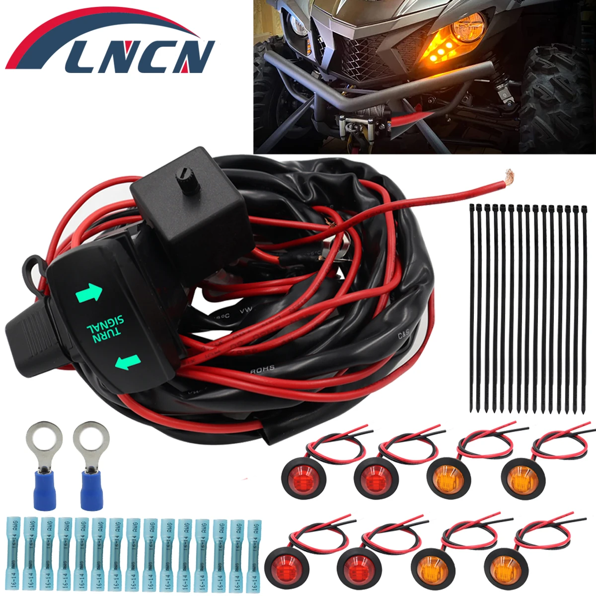 

UTV Turn Signal Kit ATV Street Legal Kit with Turn Signal Rocker Switch Compatible with Polaris RZR Ranger Turbo Can-am