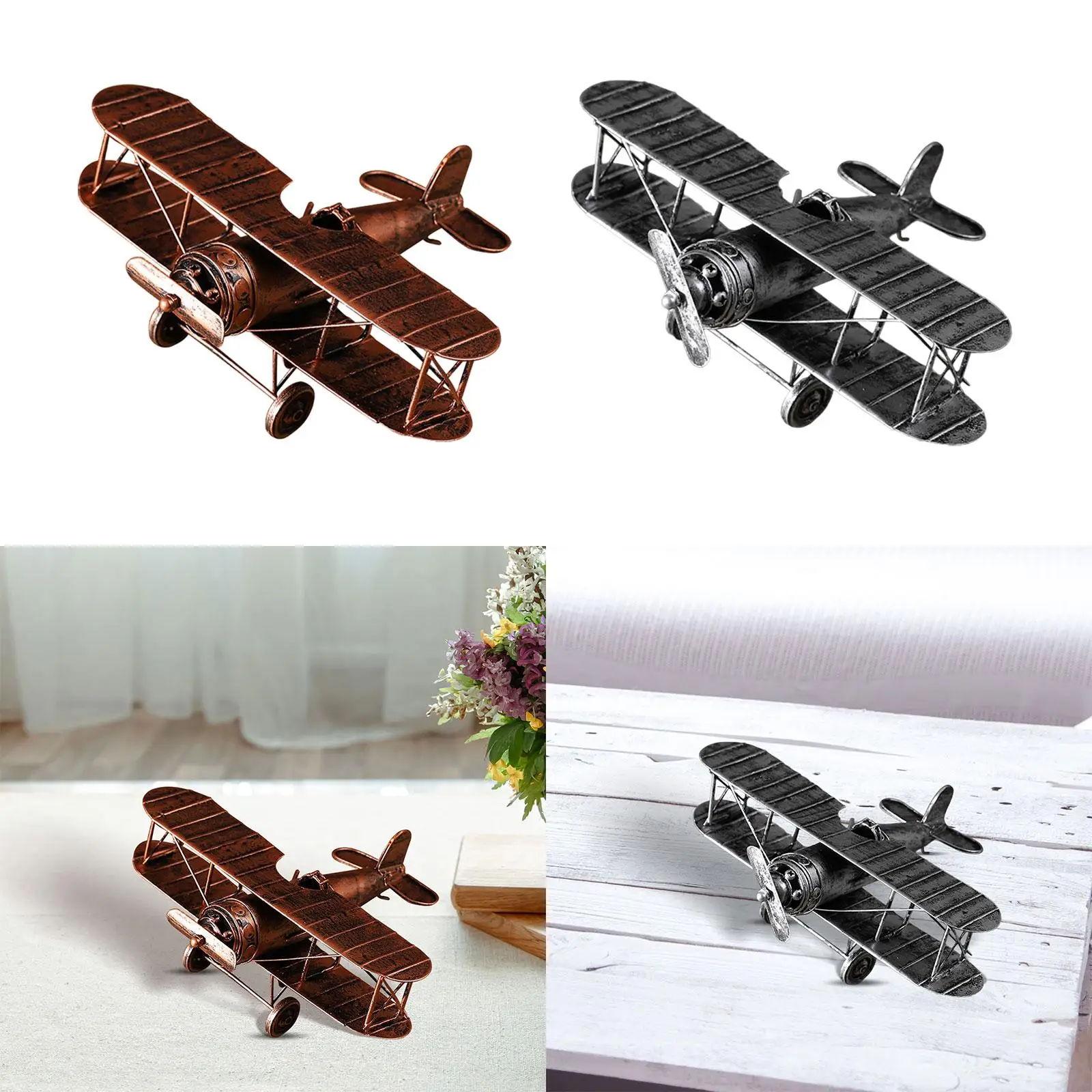 

Vintage Aircraft Model Iron Aircraft Biplane Photo Props Desk Decor Gifts Plane