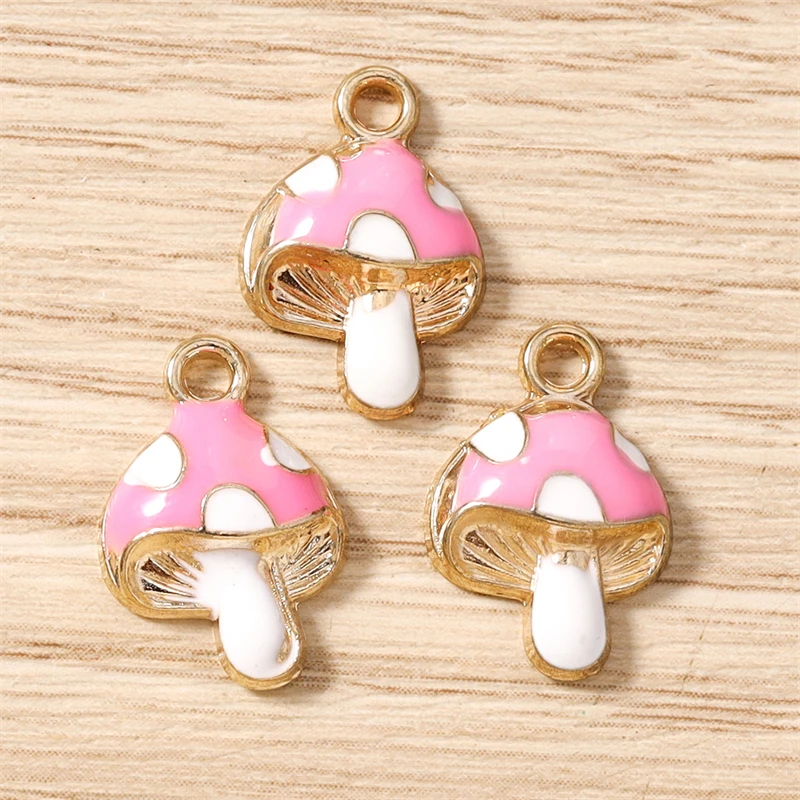 10 Stück 11x16mm Niedliche Emaille-Pilz-Anhänger für die Herstellung von Anhängern, Halsketten, Ohrringen, Armbändern, DIY-Bastelarbeiten und Schmuckzubehör – Detail 8