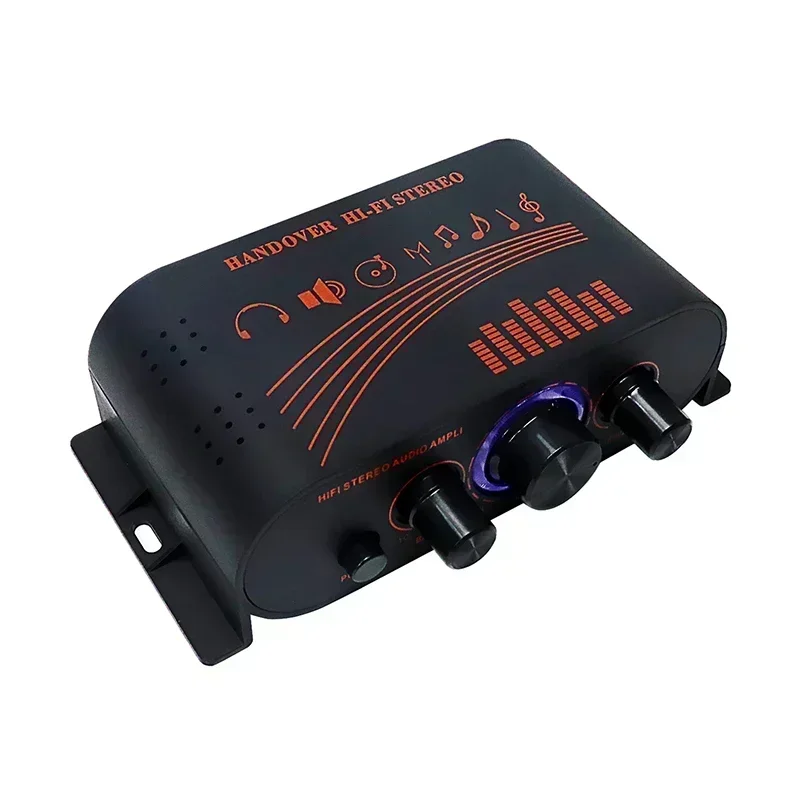 AK170 Mini Amplificateur Audio Stéréo HIFI, Entrée RCA, Haut-Parleur 20W x 2, Canal Touriste avec Anneau Lumineux LED, Voiture, Usage Domestique