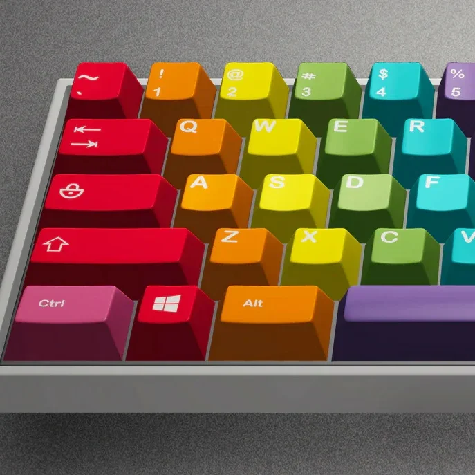 Rainbow theme keycaps Original height PBT mechanical keyboard Sublimation customization Personality Small full set