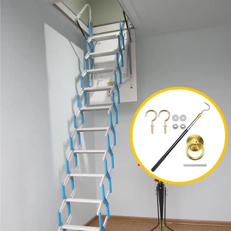 Sistema de extracción de escalera, escalera de Metal, Kit de extracción de escaleras para ático, sistema de extracción de ático, piezas de gancho de repuesto para el hogar