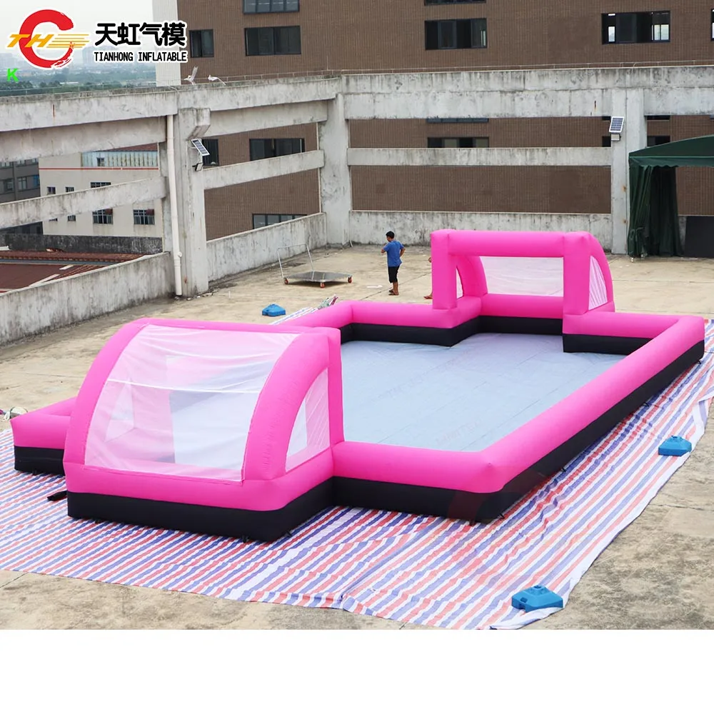 

12x6x2.2mH New inflatable football pitch portable air inflated Inflatable soccer field with Blower Commercial Outdoor sport game