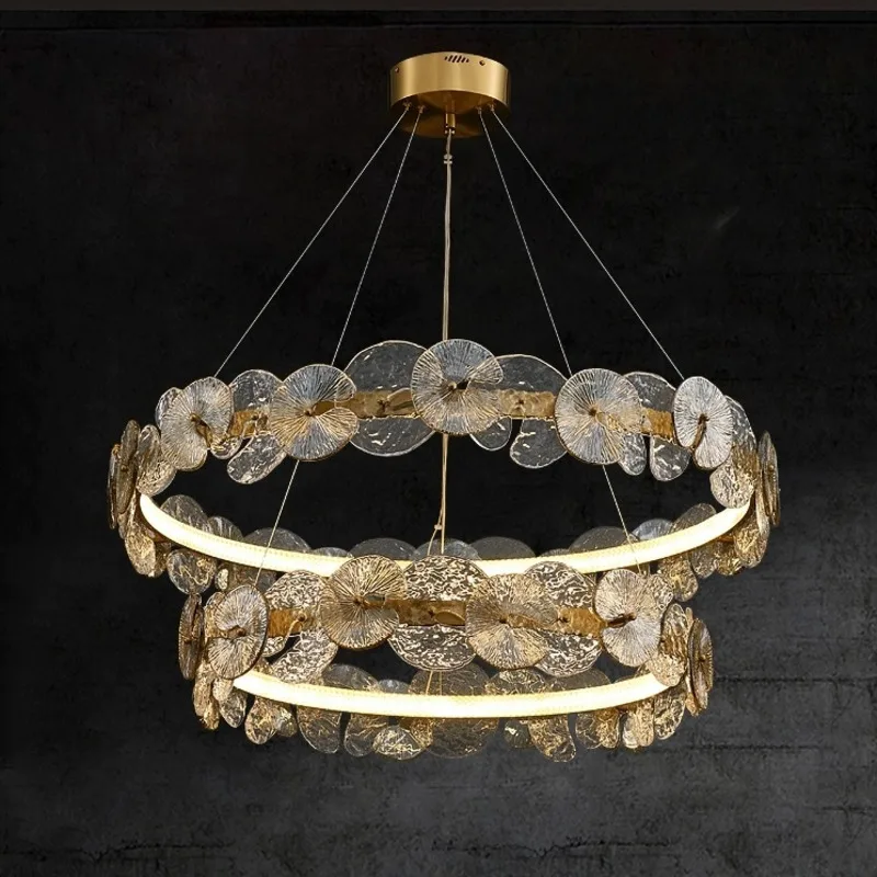 Modern Luxury Glass Pendant Lighting Crystal LED Chandeliers Kitchen Living Room Dining Table Decoration Creative 3Color Dimming