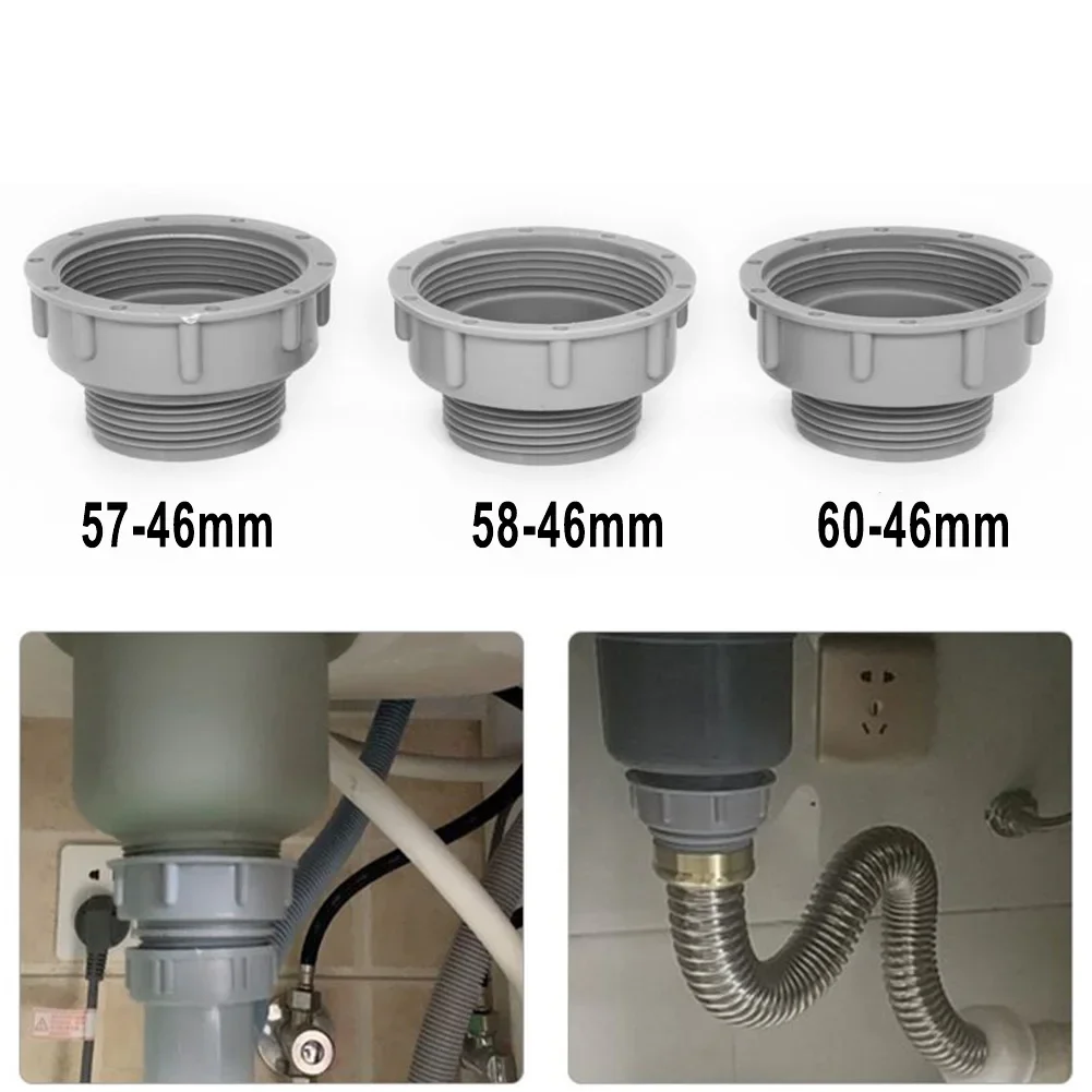 Kitchen Sink Dish Basin Adapter Reducer Drain Pipe Joint Thread Hose Connector For Carboy Washers Garden Hose Plastic Gray