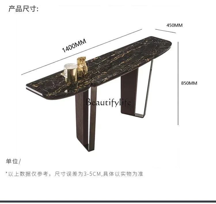 01Italian minimalist natural marble entrance table entrance hall bar case light luxury sofa back few