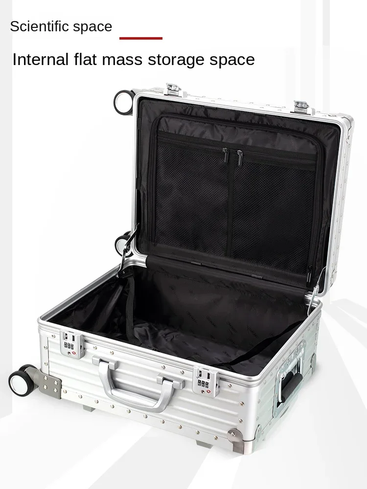 New aluminum-magnesium alloy trolley case photography luggage camera equipment case 21 fashion business universal wheel retro