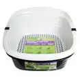 

Sifting Cat Litter Box, 2 Open Top Plastic Cat Litter Pans and Cat Litter Tray, Large, White