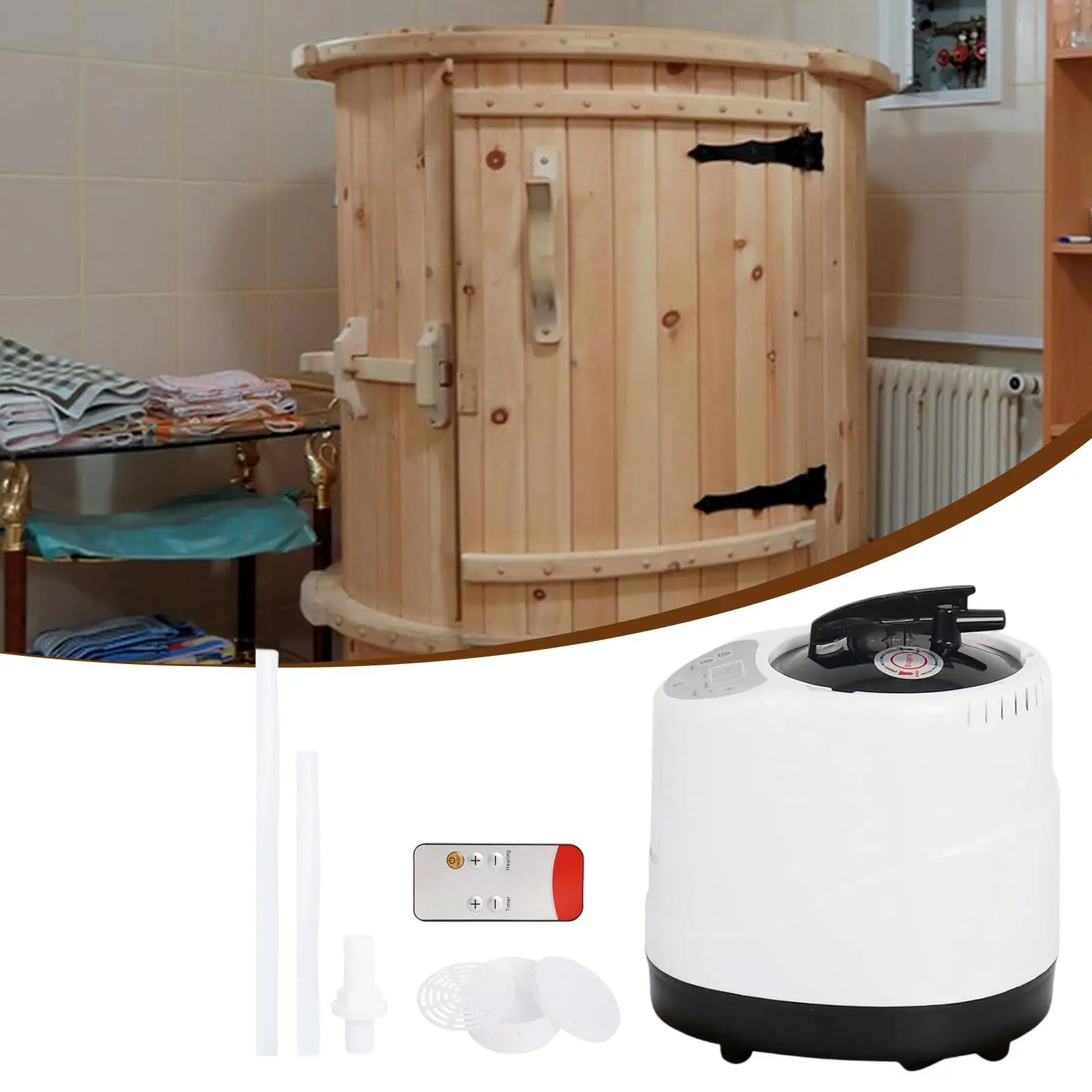 

Portable Sauna Steamer High Temperature Resistant 3L with Remote Control Sauna Steamer Pot Home SPA Accessories for Home Camping