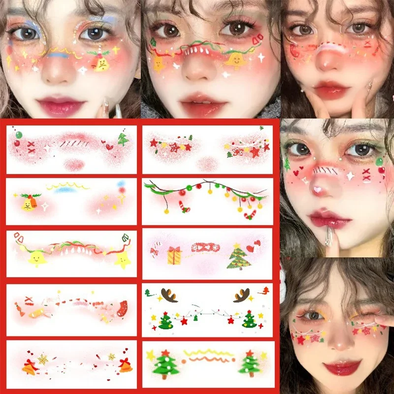 

Christmas Face Sticker Corner Of Eyes Sticker Temporary Tattoos Body Art Party Self Adhesive Love Creative Cute Colorful Sweet