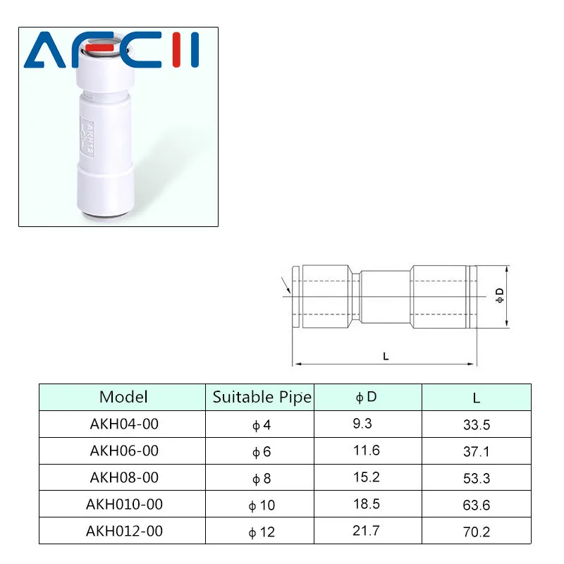 Non Return Check Valve One Way Air Check Valve 4mm 6mm 8mm 10mm pneumatic AKH4/AKH6/AKH8/AKH10/AKH12