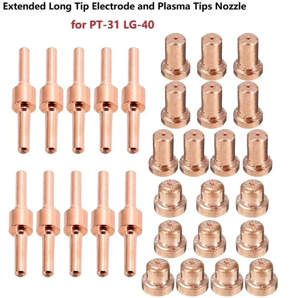 10pcsPlasma Cutter Tip Electrodes & Nozzles Kit Consumable Accessories For PT31 CUT Plasma Welding Tools
